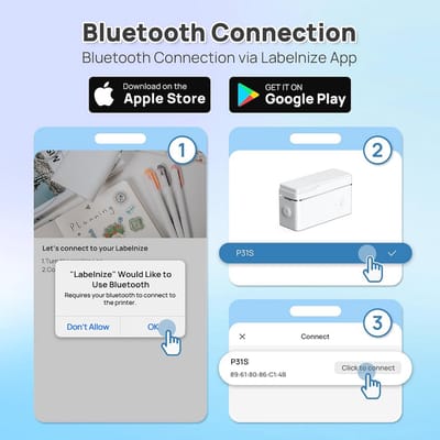 Draagbare Bluetooth Labelprinter met Snijfunctie - Handheld Sticker Maker met Meerdere Templates voor School, Kantoor en Thuis, Blauw
