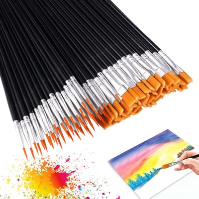 Professionele Kwasten Set van 100 Stuks voor Acryl, Olie en Waterverf - Inclusief Ronde en Platte Penselen voor Schilderen en Gezichtsverf