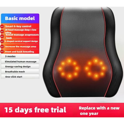 Elektrisch massagekussen voor de nek, shiatsu-hoofdmassage, cervicale airbag, tractiemassage voor lichaam, rug en taille, automassage met verwarming en vibratie. EU Plug