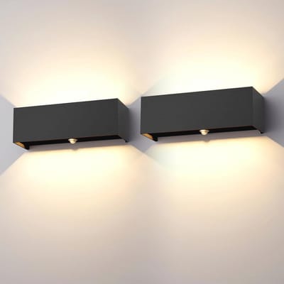 Wandlamp met bewegingsmelder - 30W voor buiten - Verstelbare lichtstraal - Warmwit 3000K - IP65 geclassificeerd - 2 Stuks