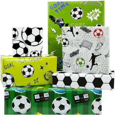 Dailygoods- Cadeaupapier Voetbal - 6 Vellen Verpakking - Verjaardag - Kinderen - Duurzaam Papier - 80 g/m² Dikte - Cartoon Patronen - Inpakpapier