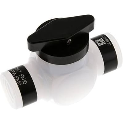 PFA 2-Weg Kogelkraan G 1/2'' FKM Vacuüm
