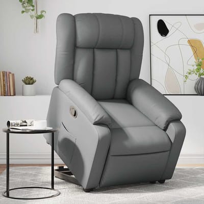 Vidaxl Sta-op Fauteuil, Grijs, Bekleed met Kunstleer