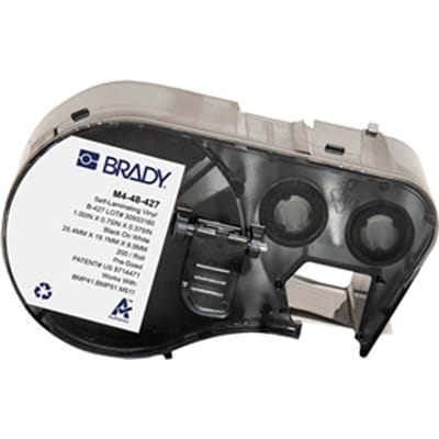 Brady M4-48-427 gelamineerde vinyl labels zwart op wit/transparant | 19,05 mm x 25,40 mm (origineel)
