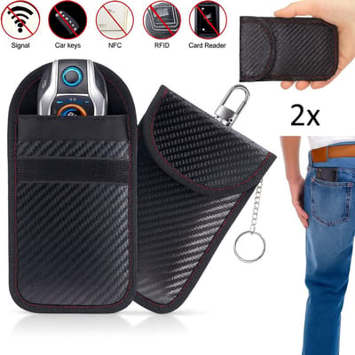 2x RFID Anti-diefstal Beschermhoes Voor Autosleutel I Carbon Keyless Entry Beschermhoes I Met Haak