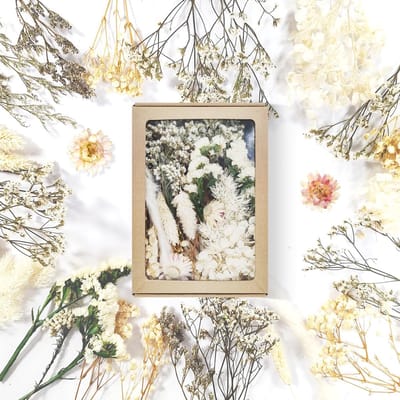 SnelShoppen - Natuurlijke Gedroogde Bloemen in Witte Papieren Doos - Perfect voor Decoratie, Bruiloften, Feesten, en Tuin - Duurzaam en Stijlvol