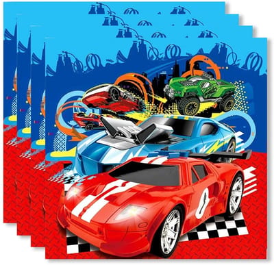 Dailygoods- Servetten 20 Stuks - Decoratieve Servetten - Kinderverjaardag - Racewagen - Feestdecoratie - Papieren Servetten - Verjaardagsservetten