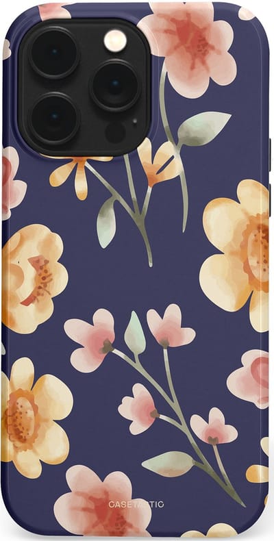 Casetastic Hoesje Geschikt voor Apple iPhone 14 Pro Max Magsafe - Stijlvolle Beschermende Duo-layer Case - Fluweel Bloemendesign
