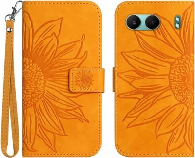 Coverup Hoesje - Geschikt voor OnePlus Nord 4 Hoesje - Coverup Zonnebloem Book Case met Koord - Oranje
