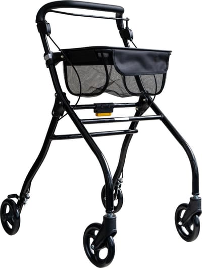 Binnen rollator Plaza Indoor - Inclusief dienblad en opbergnetje - Eenhandig bediening - Betrouwbare remmen - Korte draaicirkel - Opvouwbaar - Compact - Zwart