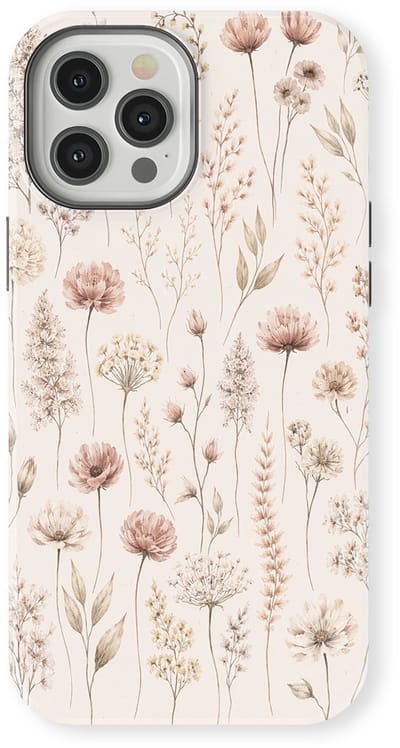 Bloemen Design Hoesje geschikt voor iPhone 12 Pro | Flower Print Tough Case met Mag | Shockproof | Bloemen Motief Backcover geschikt voor iPhone 12 Pro Beige Bloom