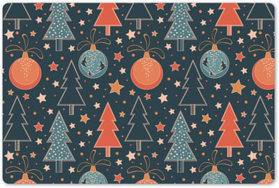 Placemats 45x30 cm - Placemat kunststof - 1 stuk - Illustratie - Kerst - Symbolen - Blauw - Borden onderleggers - Decoratie voor op tafel - Keuken tafeldecoratie accessoires - Vinyl onderlegger - Tafelversiering