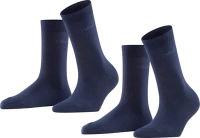 Esprit Uni 2-Pack eenkleurig katoen multipack sokken dames blauw - maat 39-42