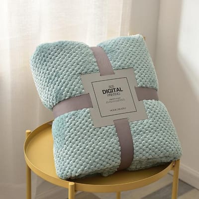 Verdikte effen kleur mesh geruite deken Coral Fleece Yoga deken Flanellen deken Dutje Vrije tijd Handdoek Quilt Kantoorhoes is zacht 70x100cm