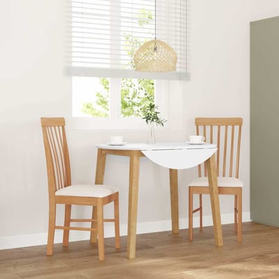 vidaXL - Eetkamerstoelen - met - kussens - 2 - st - massief - hout - rubber