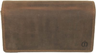 Oi Hunter bruine leren soufflé portemonnee / harmonicabeurs extra groot xxl / huishoudportemonnee voor heel veel pasjes / Anti skimming / bruin leer / 249H