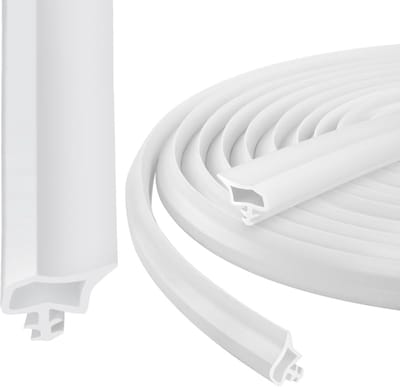 Famanu – Deurafdichtingsstrip van pvc - 6 m - deurafdichtstrip voor deuren en ramen - tochtstrip met 4 mm groefbreedte 6 mm groefdiepte 12 mm vouw - voor vocht- en geluidsisolatie en botsingsbescherming