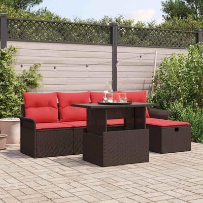 vidaXL Tuin Sofa Set 6 st Bruin poly rattan