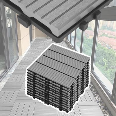 Balkonvloerbedekking - Terrastegels Houtlook - Buiten Leven - Eenvoudig Kliksysteem - 3 m² Pakket - Lichtgrijs