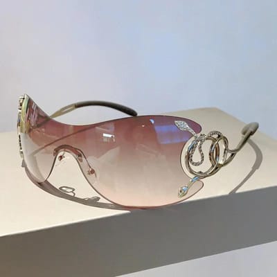 Y2k Mode Zonnebril Dames Vintage Randloos Designer Bril Trendy Zon Lenses Zonnebrillen Vrouw gray