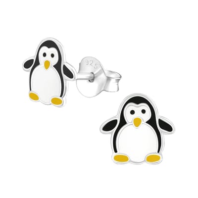 Princess Oorbellen Pinguin - 925 Zilver E-Coating - Dier - ∅7mm