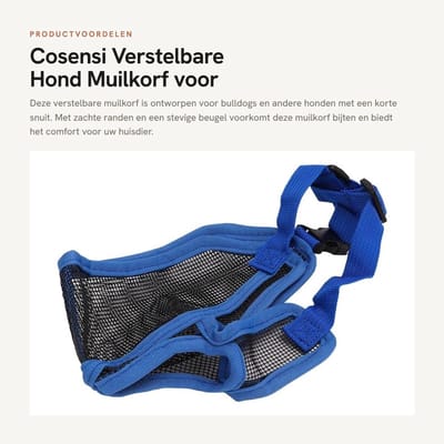 Dailygoods- Muilkorf Verstelbaar - Muilkorf Korte Snuit - Honden Muilkorf - Ademend - Zachte Randen - Stevige Beugel - Hondenmuilkorf