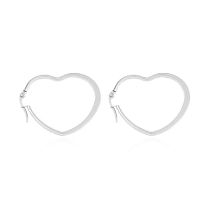 Hartvormige Oorringen – Stainless Steel | Zilver - 3 cm - Waterproof - Hypoallergeen - The Jewellery Salon - Hartjes oorbellen