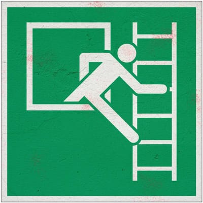 Noodraam vluchtladder rechts bord – E016B | Forex Re materiaal | 10 x 10 cm