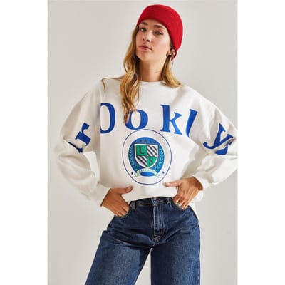Crew Neck Logo Print Relaxed Fit Sweatshirt