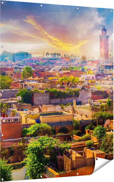 Gards Tuinposter Medina van Marrakesh in Marokko - 120x160 cm - Tuindoek - Tuindecoratie - Wanddecoratie buiten - Tuinschilderij