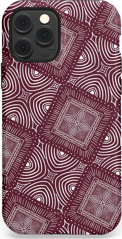 Casetastic Hoesje Geschikt voor Apple iPhone 12/12 Pro Magsafe - Stijlvolle Beschermende Duo-layer Case - Bohemien Rood Design