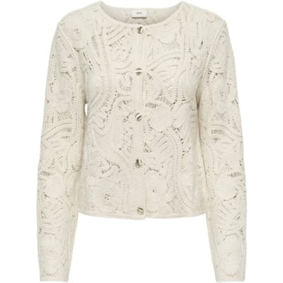 Jacqueline de Yong Vest Jdyzanka L/s Crochet Cardigan Jrs 15372593 Cloud Dancer Dames Maat - S