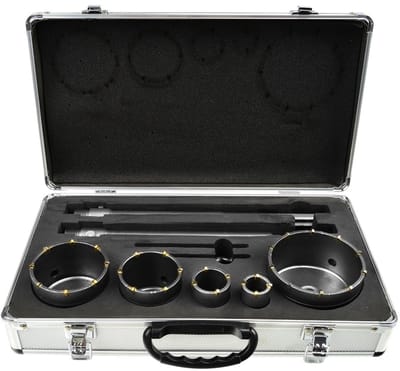 GEKO Hollow drill set - veelzijdige maten - inclusief adapters - 9-delig