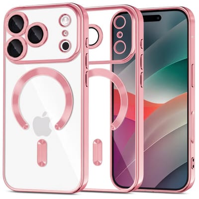 Backcover hoesje Geschikt voor: iPhone 17 Pro - met geïntegreerde Camera lens bescherming [magnetische hoes] compatibel met MagSafe Dames Heren - Roze
