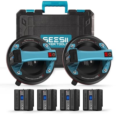Elektrische Vacuüm Zuignappen voor Glas - Set van 2, 200 mm, LCD-Display, Max. Belastbaarheid 270 kg