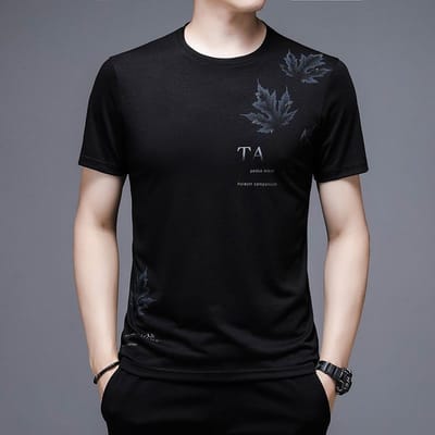 Zomer Nieuwe Koreaanse Stijl Heren Korte Mouw Dierenprint Losse Dunne Casual T-shirt XXXXL black