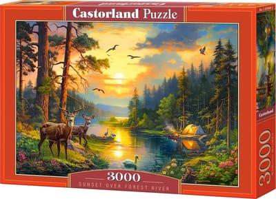 Castorland Sunset over Forest River – Puzzel – 3000 stukjes – Satijnen afwerking – Perfecte pasvorm – Europese kwaliteit