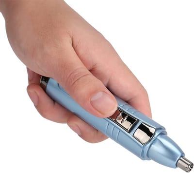 Elektrische Trimmer - Neus Haar Trimmer - Verzorgde Look - Dubbele Snijkoppen - Lithium Batterij - Blauw