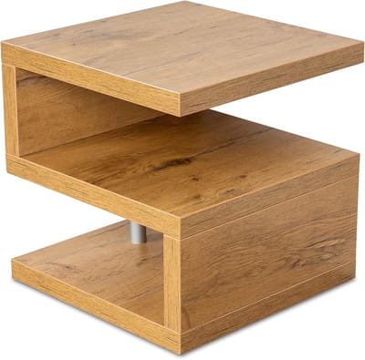Salontafel Sigi - Bijzettafel Woonkamer - Decoratie Plaatsen - Geen Montage Nodig - 44x44x44cm - Wild Eiken