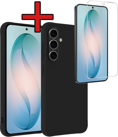 Hoesje - Met Screenprotector - Geschikt voor Samsung Galaxy S26 - Sterk & Shockproof - Telefoon Hoes - Back Cover - Siliconen Case - Telefoonhoes - Zwart