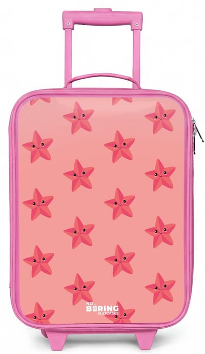 NoBoringSuitcases.com® - Kinderkoffer roze - Kindertrolley meisje - Zeester zandstorm - Koffer kind lichtgewicht - Reiskoffer trolley voor kinderen - Koffertje met lichtgevende wieltjes - Rolkoffer