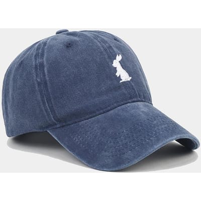 Nieuwe Vintage Gewassen Katoen Denim Baseballpet Cartoon Borduurwerk Konijn Schattige Snapback Buiten Zonnehoeden Voor Mannen Vrouwen (navy,Adjustable) gray
