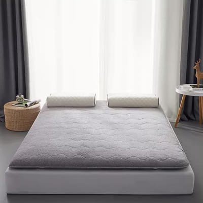 Futonmatras - Japanse vloermatras - Comfortabel slapen - Dikke fluwelen stof - 90 x 200 cm - Grijs