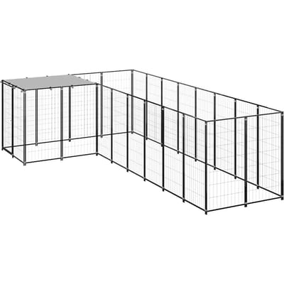 vidaXL - Hondenkennel - 6,05 - m² - staal - zwart