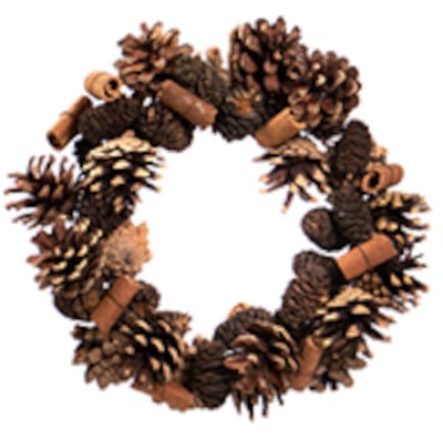 HOGEWONING BV - Dennenkegel- en kaneelkrans 19 cm natuurlijke decoratie