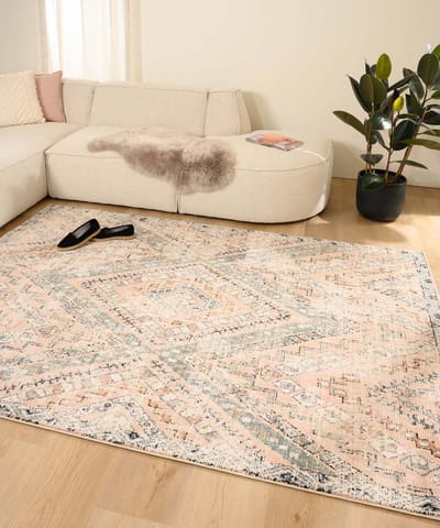 Bohemian vloerkleed - Fancy Riya roze/groen 80x150
