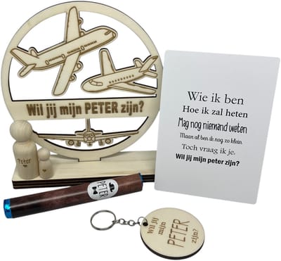 Geschenkbox wil jij mijn PETER zijn? | blauw | VLIEGTUIG | liefste peter | peter vragen | meter worden | peetoom vragen | peetoom worden | cadeau | geschenkdoos | giftbox