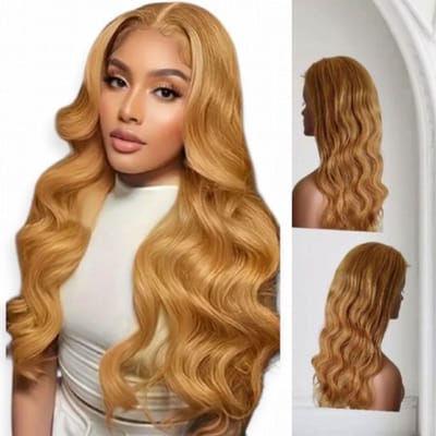 Pruiken - Honey Blonde Golf Pruik 24 inch – 100% Braziliaans Remy Haar – Body Wave – 4x4 Lace Closure – Echt Haar Pruik Frazimashop