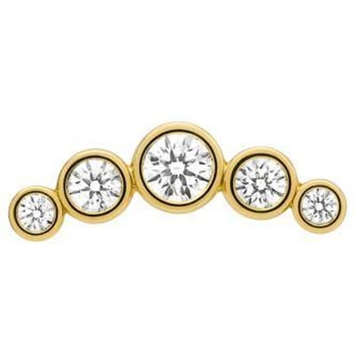 Luxenter Piercing met glanzende zirkonia, afgewerkt in 18k geelgoud - Inloc
