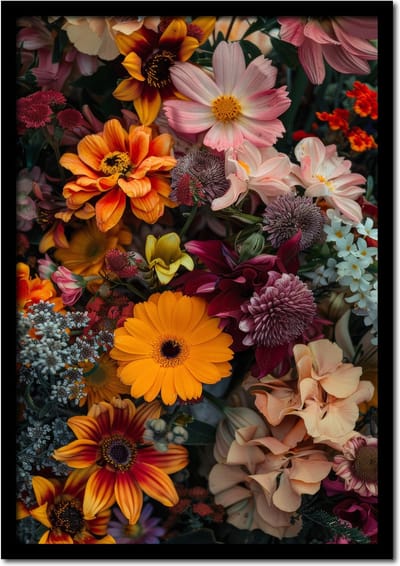Poster diverse bloemen en kleuren - 21cm x 30cm a4 - vintage - woonkamer - slaapkamer - bloemen posters - goedkoop - muurposter - natuur - wanddecoratie